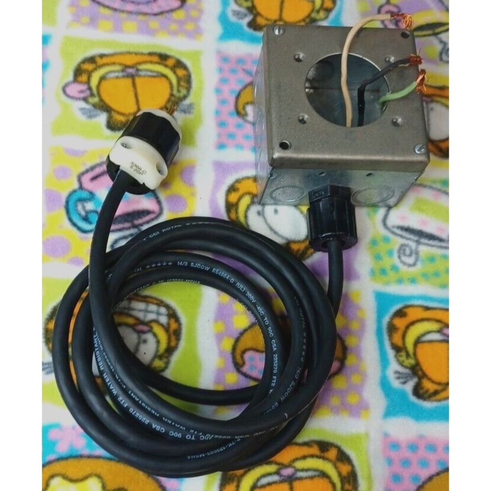 Leviton 5366-C 20A 125V Industrial Plug with Power Cord & Junction Box NEMA 5-20